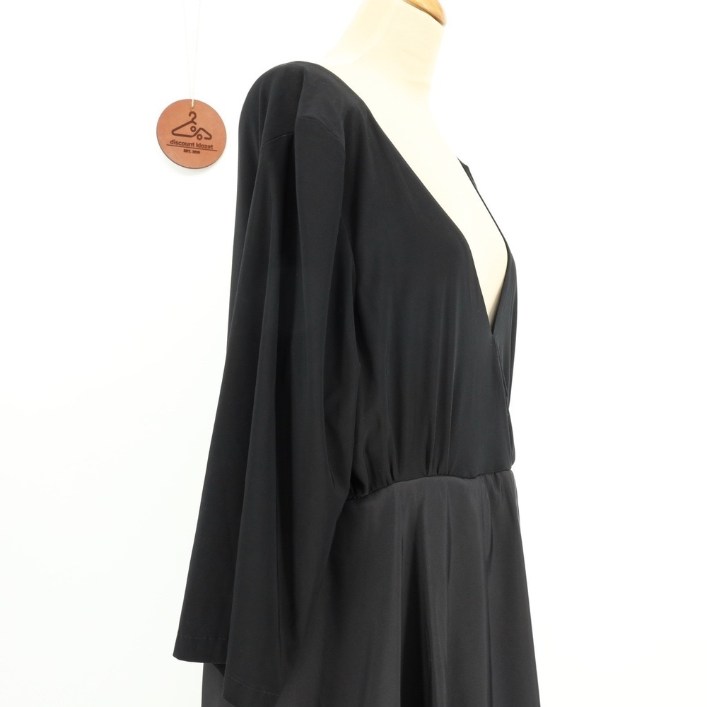 Alfred Sung V-Neck 3/4 Sleeve Mixed Media A-Line Gown Maxi Dress Size 24L D736 - Picture 6 of 12